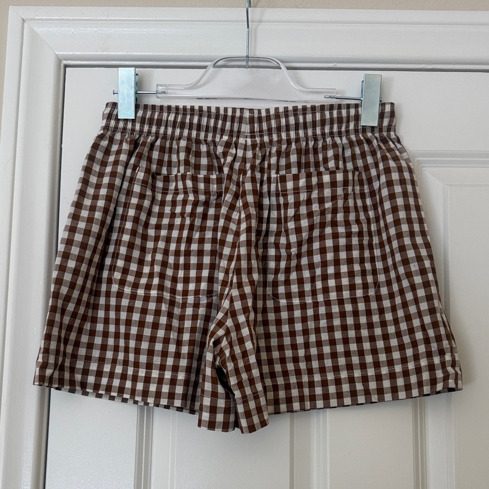 Rhythm Brown Gingham Drawstring Women’s Shorts - Picture 3 of 4